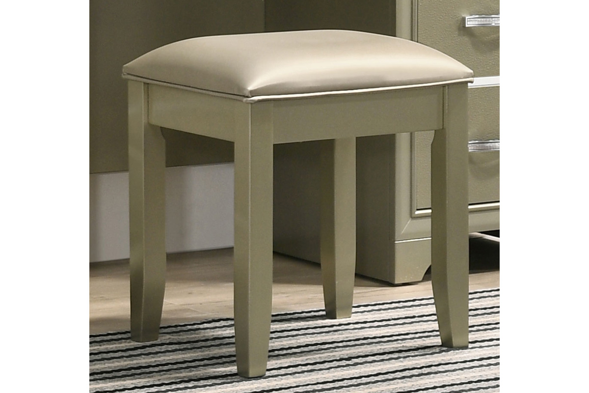 Beaumont Upholstered Vanity Stool Champagne Gold And Champagne