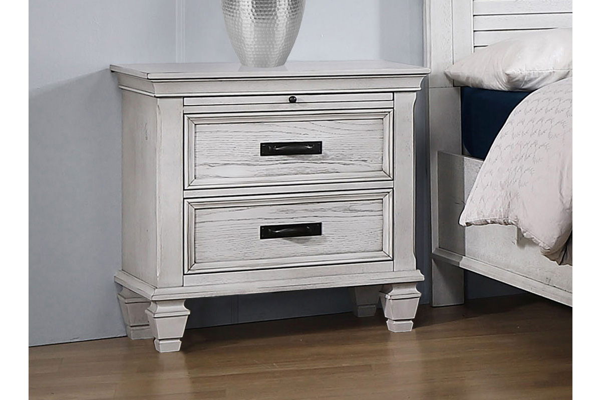 Franco 2-Drawer Nightstand Antique White