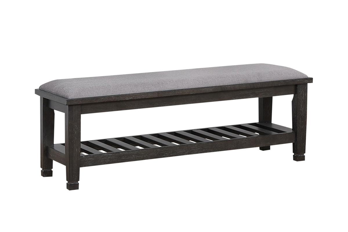 Franco Upholstered Bench With Slatted Shelf Weathered Sage