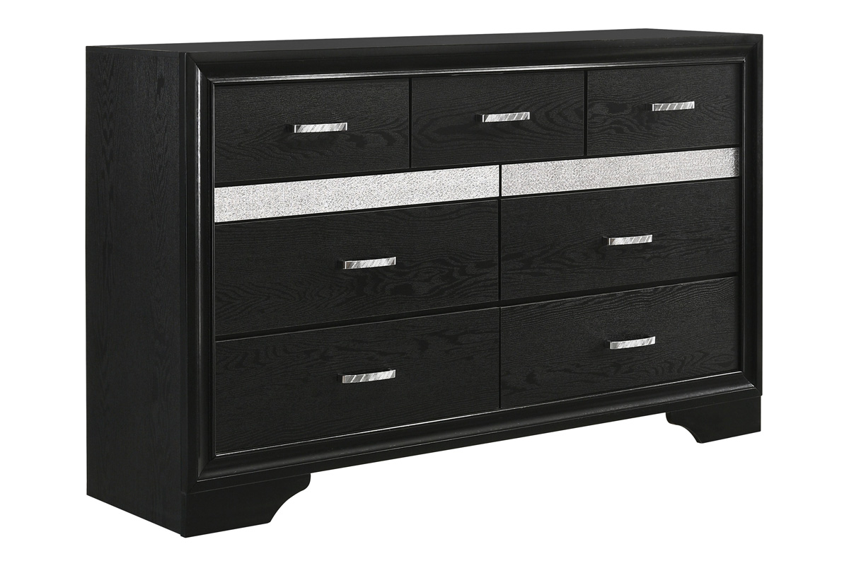 Miranda 7-Drawer Dresser Black And Rhinestone