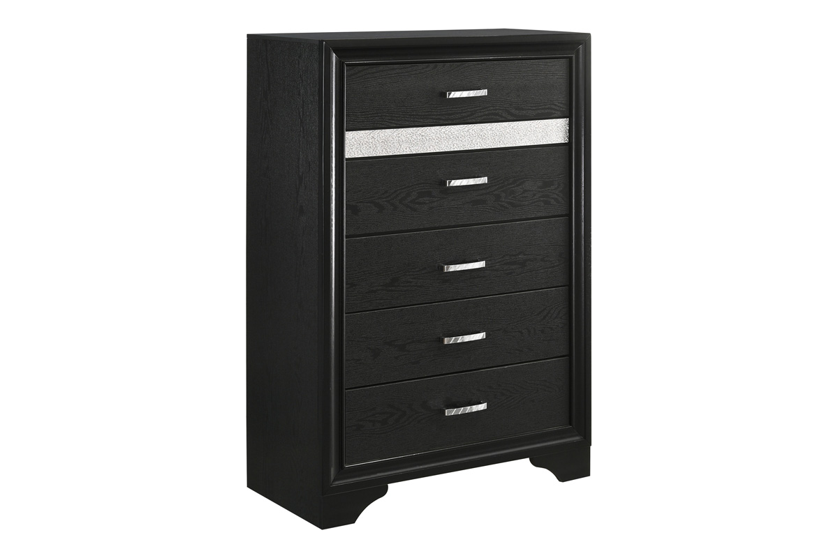 Miranda 5-Drawer Chest Black And Rhinestone