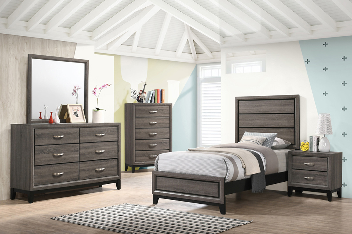 Watson Twin Panel Bed Grey Oak