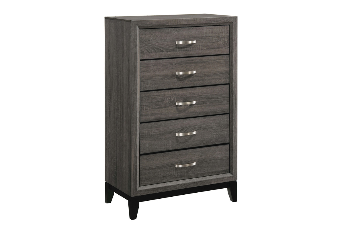 Watson 5-Drawer Chest Grey Oak And Black