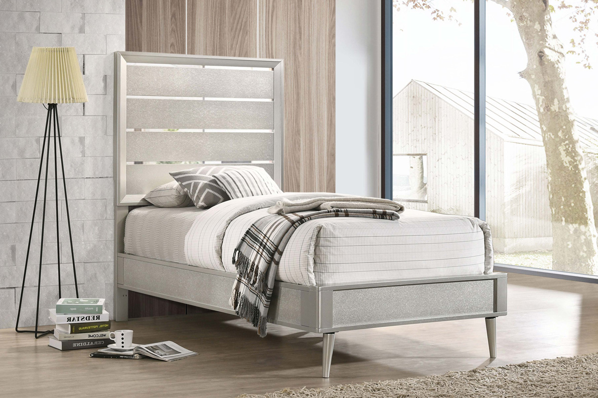 Ramon Twin Panel Bed Metallic Sterling