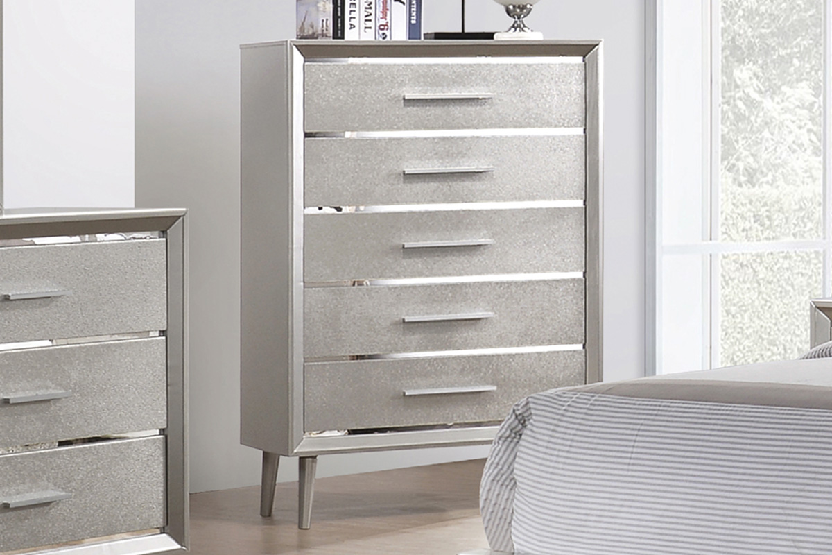 Ramon 5-Drawer Chest Metallic Sterling