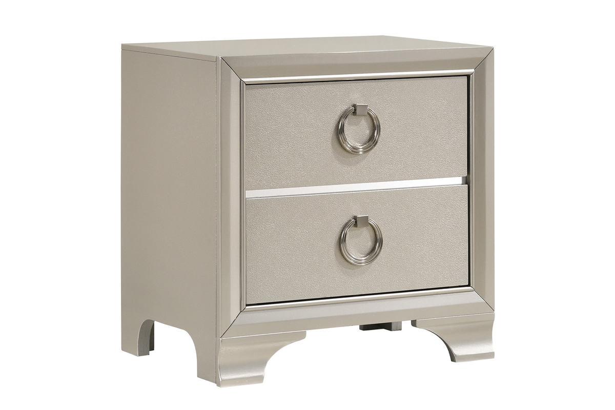 Salford 2-Drawer Nightstand Metallic Sterling