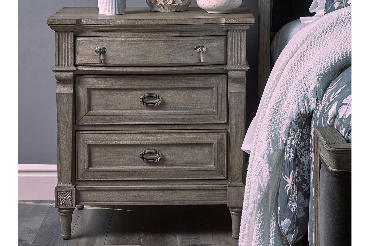 Alderwood 3-Drawer Nightstand French Grey