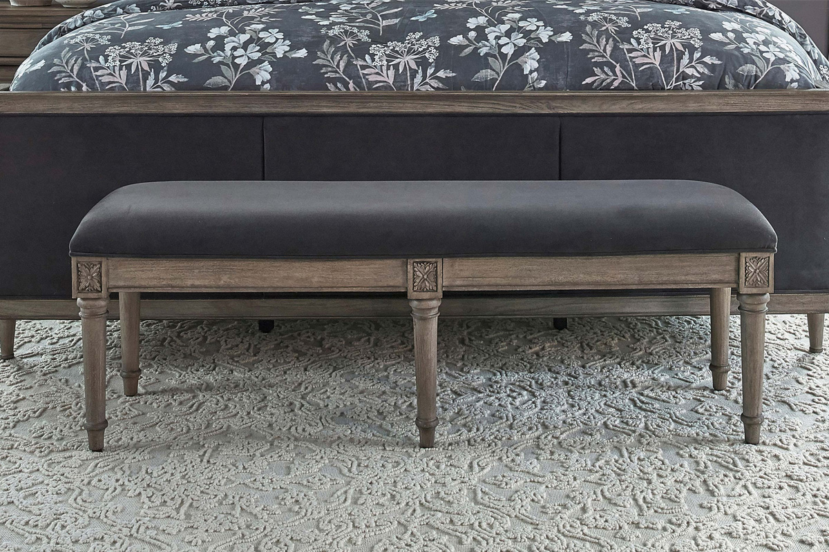 Alderwood Upholstered Bench French Grey