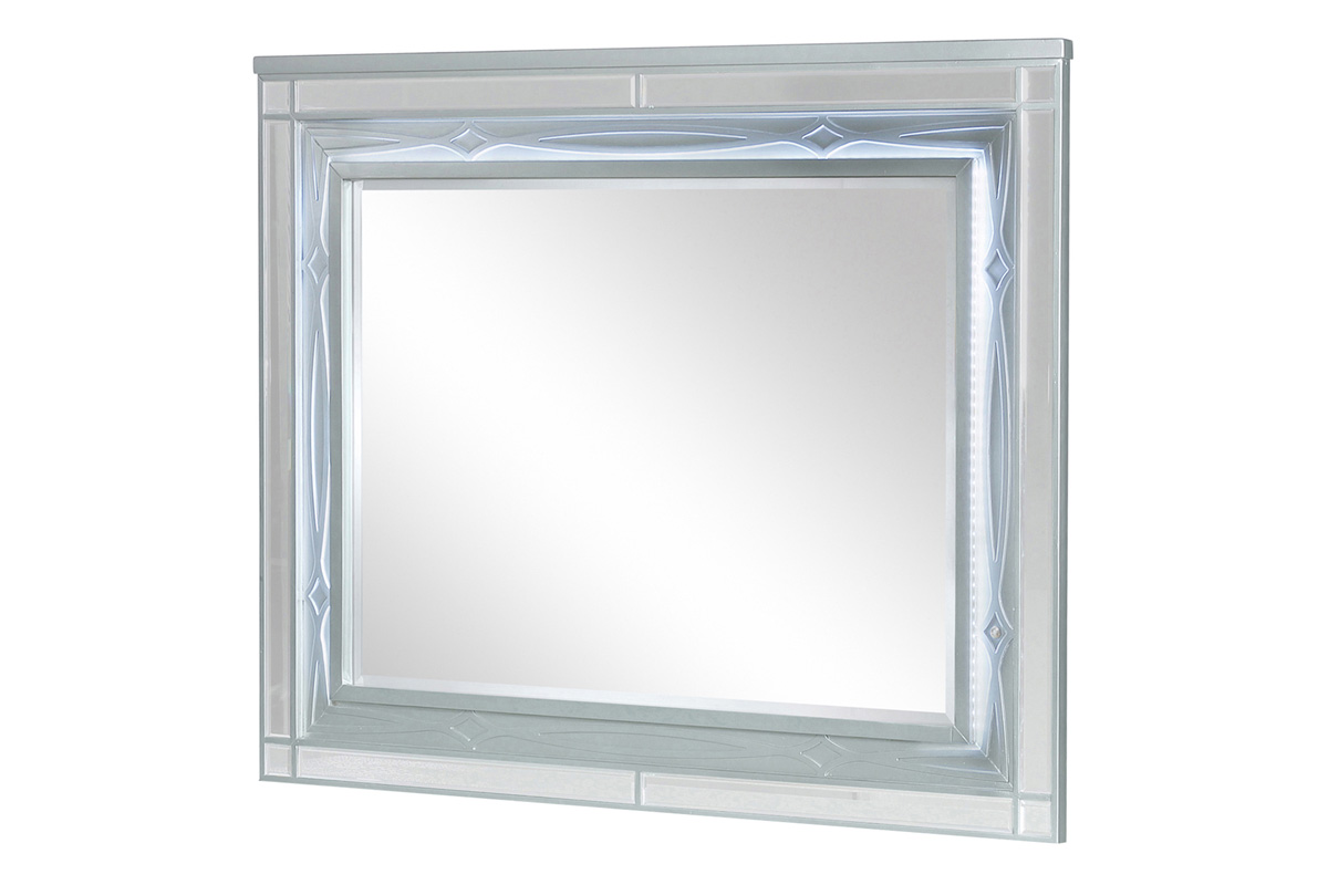 Gunnison Dresser Mirror With LED Lighting Silver Metallic