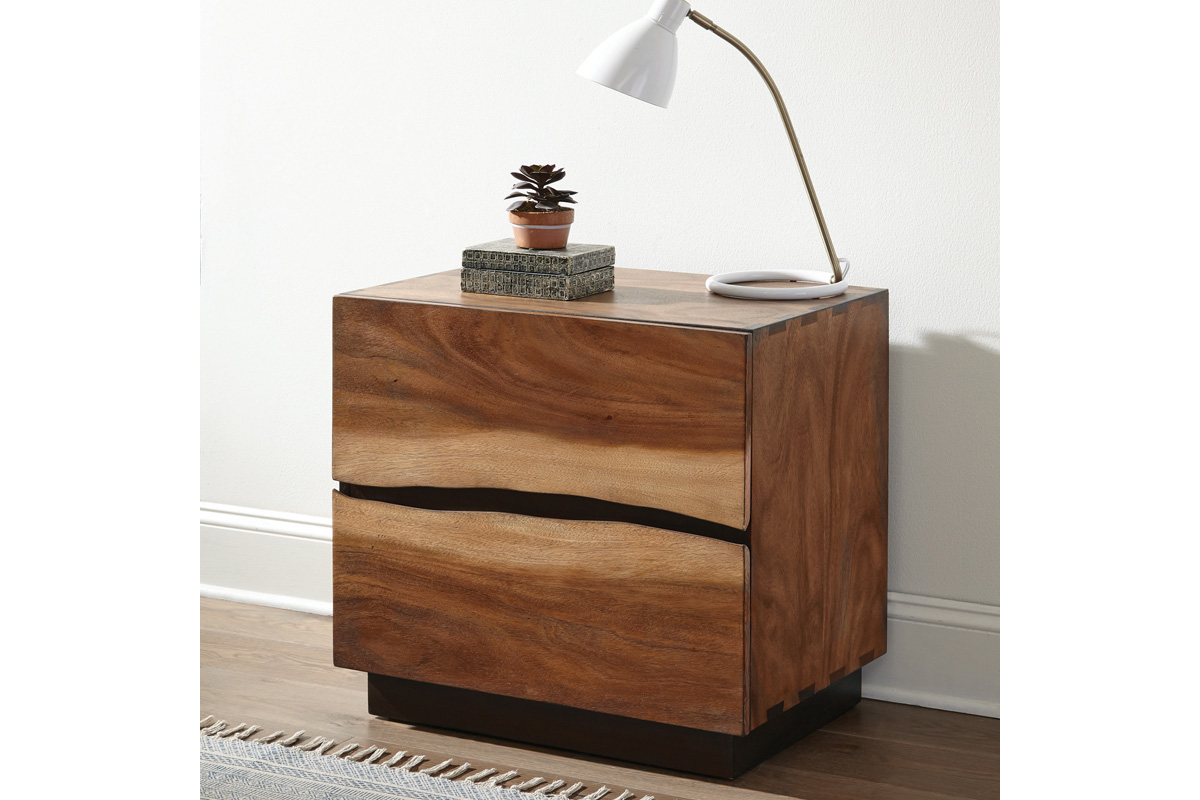 Winslow 2-Drawer Nightstand Smokey Walnut And Coffee Bean
