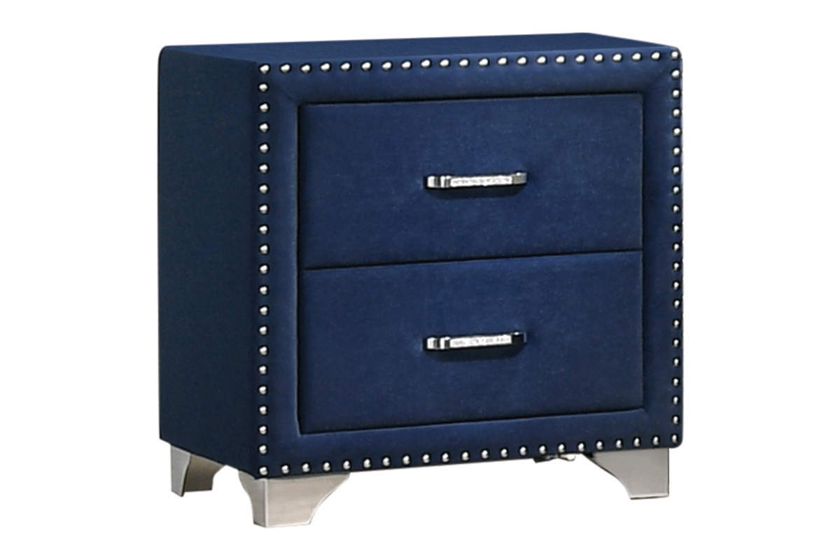 Melody 2-Drawer Upholstered Nightstand Pacific Blue