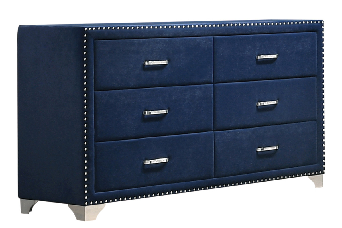 Melody 6-Drawer Upholstered Dresser Pacific Blue