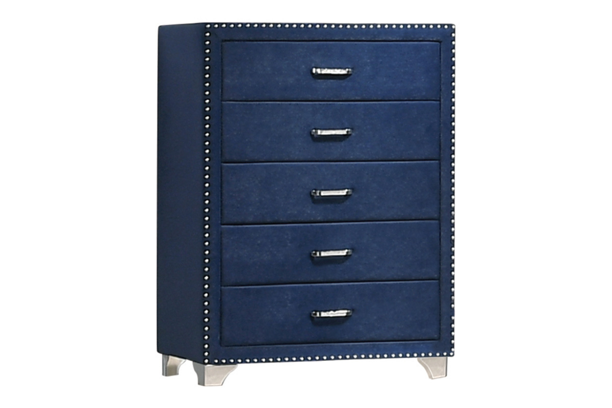 Melody 5-Drawer Upholstered Chest Pacific Blue