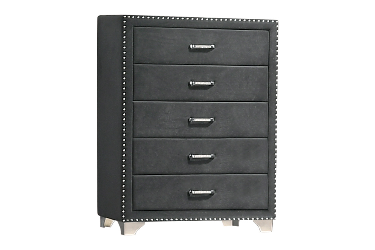 Melody 5-Drawer Upholstered Chest Grey