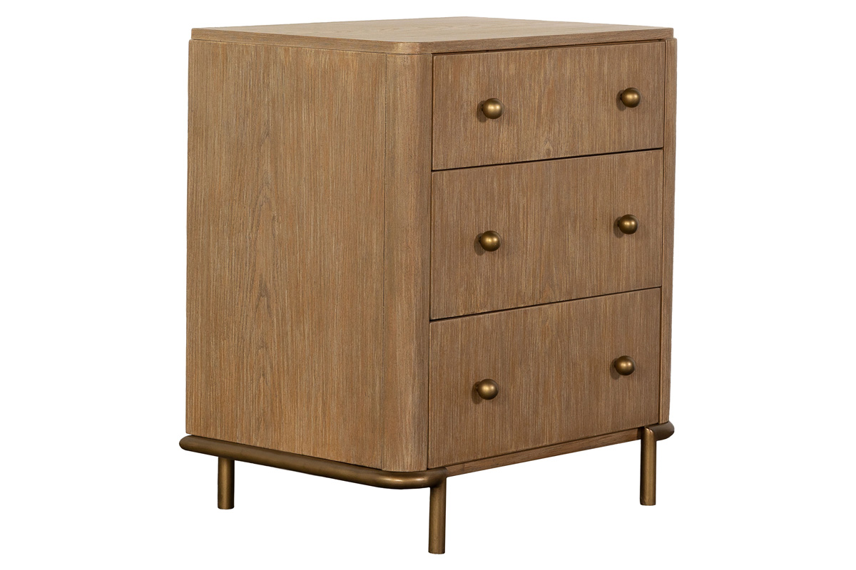 Arini 3-Drawer Nightstand With Dual USB Ports Sand Wash