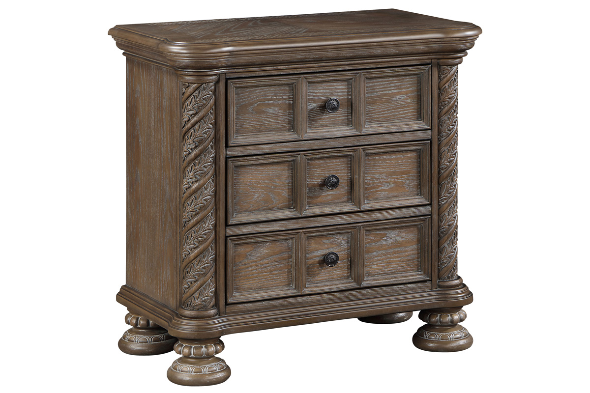Emmett 3-Drawer Nightstand Walnut