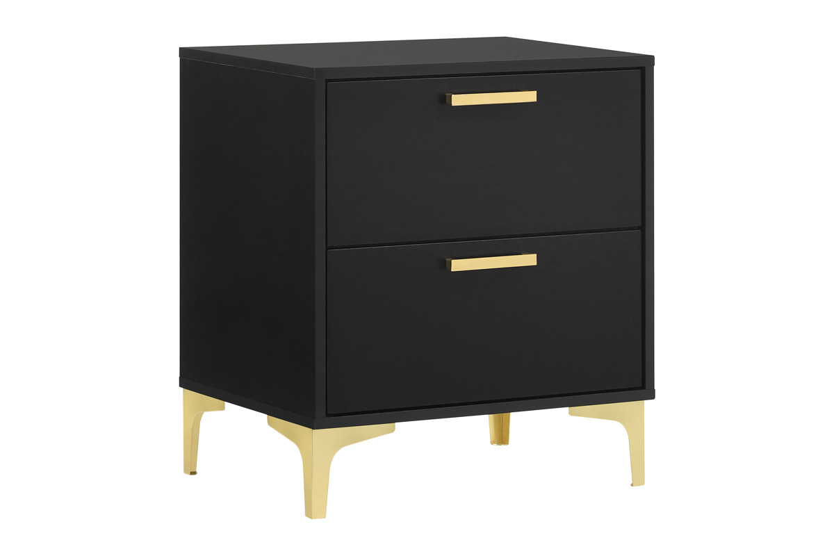 Kendall 2-Drawer Nightstand Black And Gold