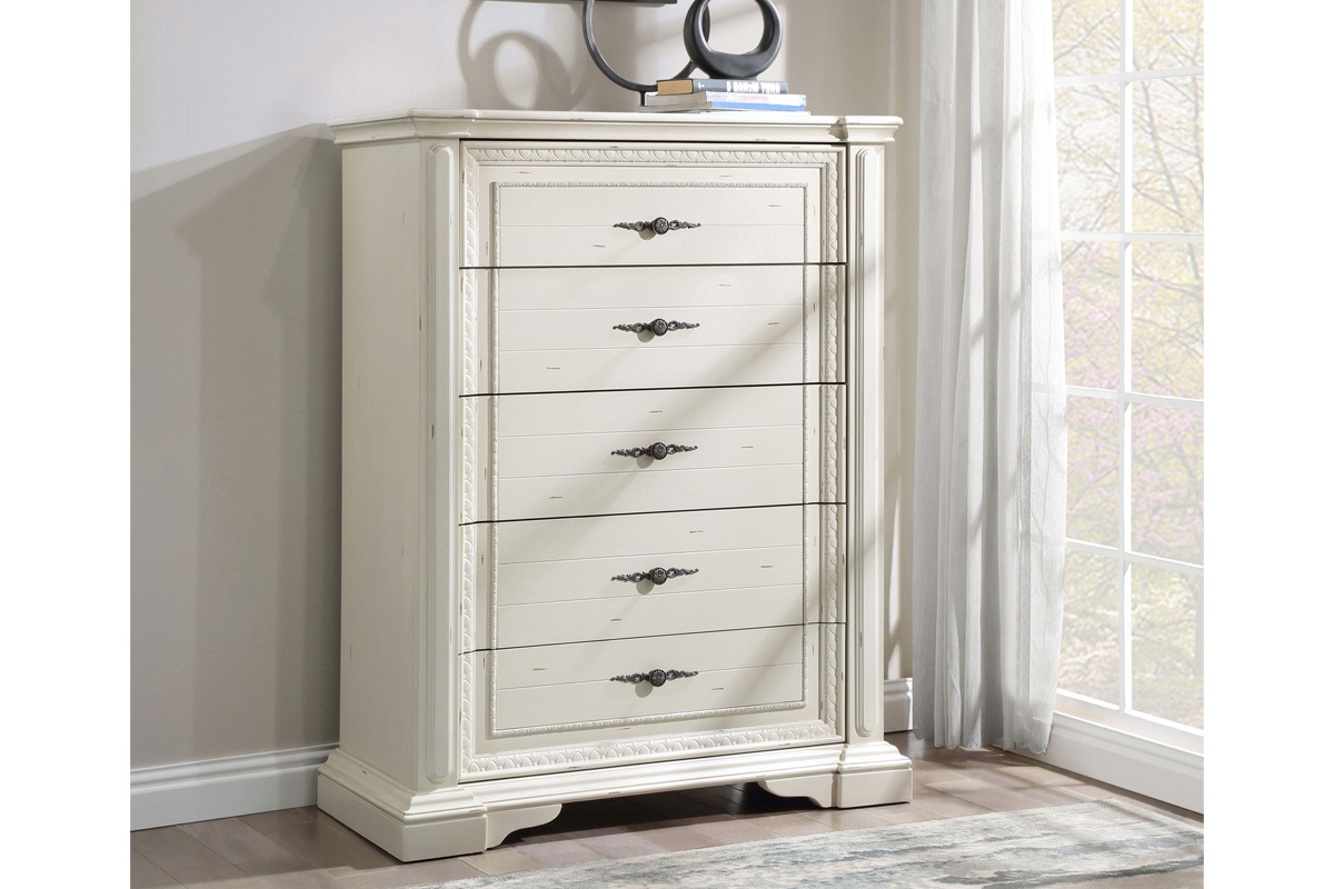 Evelyn 5-Drawer Chest Antique White