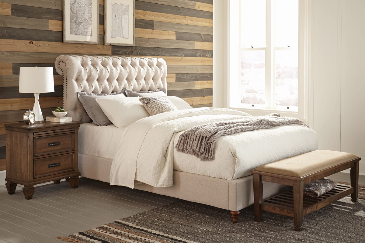 Devon Tufted Upholstered Full Bed Beige