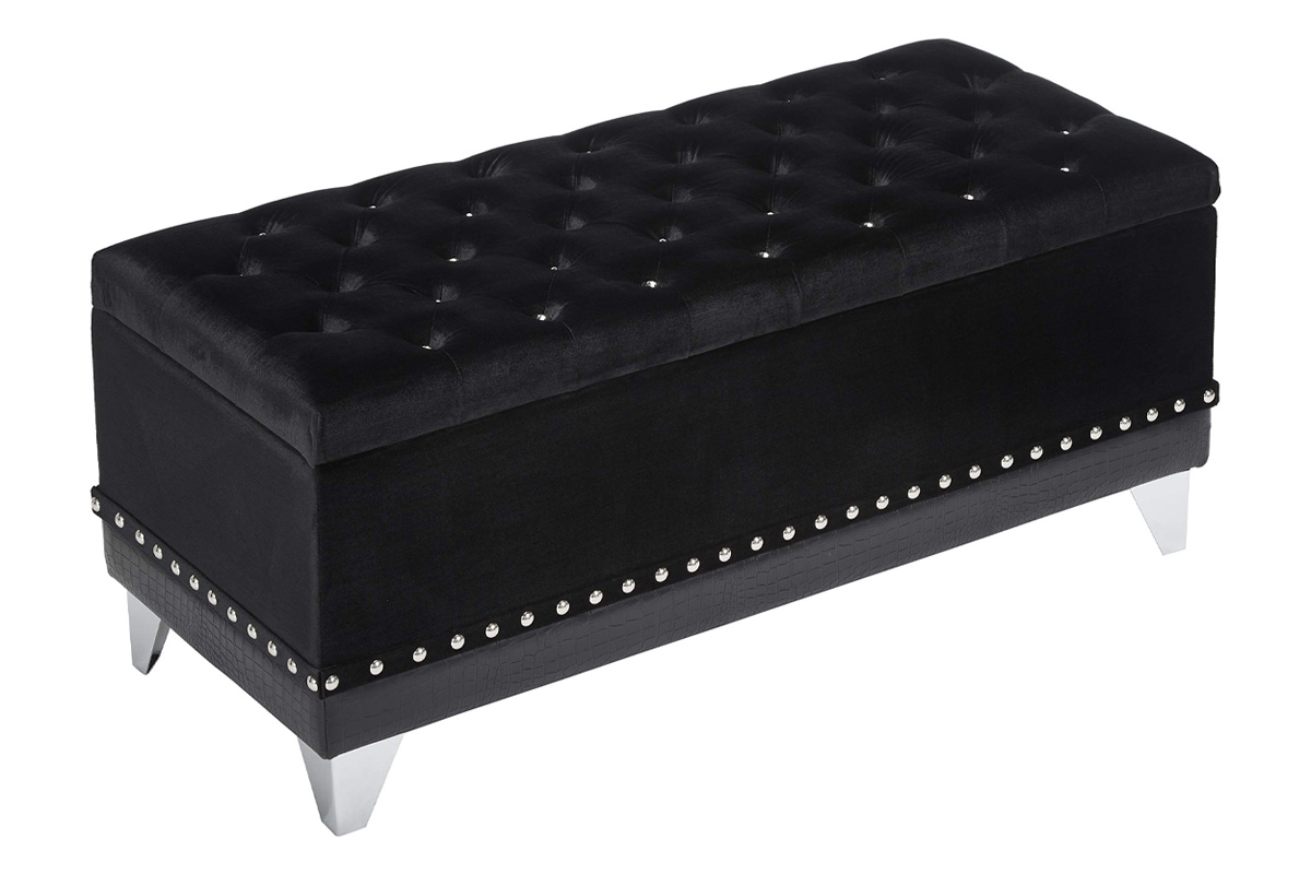 Barzini Tufted Trunk With Nailhead Black