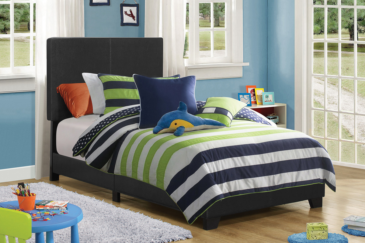 Dorian Upholstered Twin Bed Black