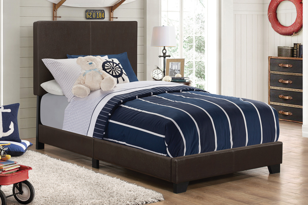 Dorian Upholstered Twin Bed Brown