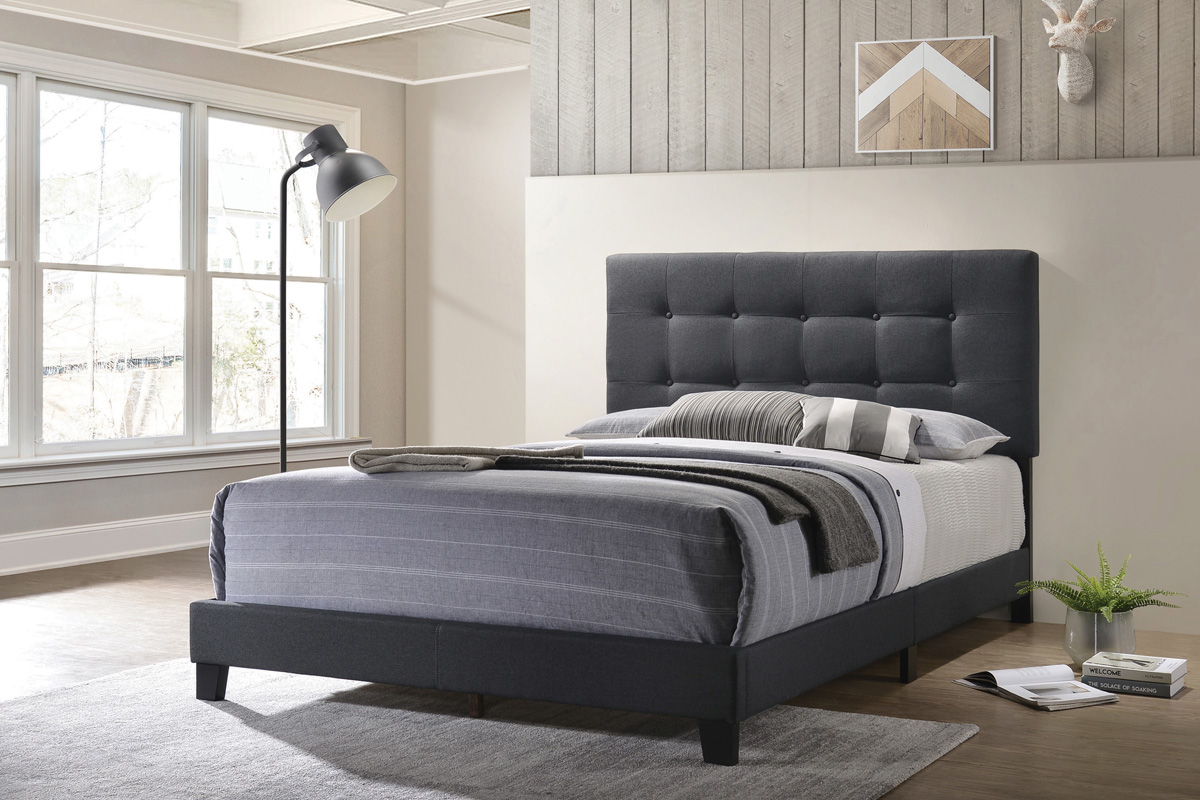 Mapes Tufted Upholstered Queen Bed Charcoal