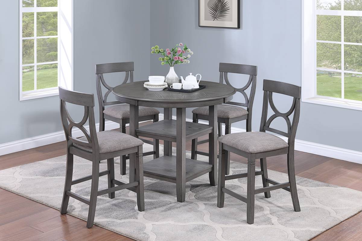 5-Pcs Counter Height Dining Set Grey