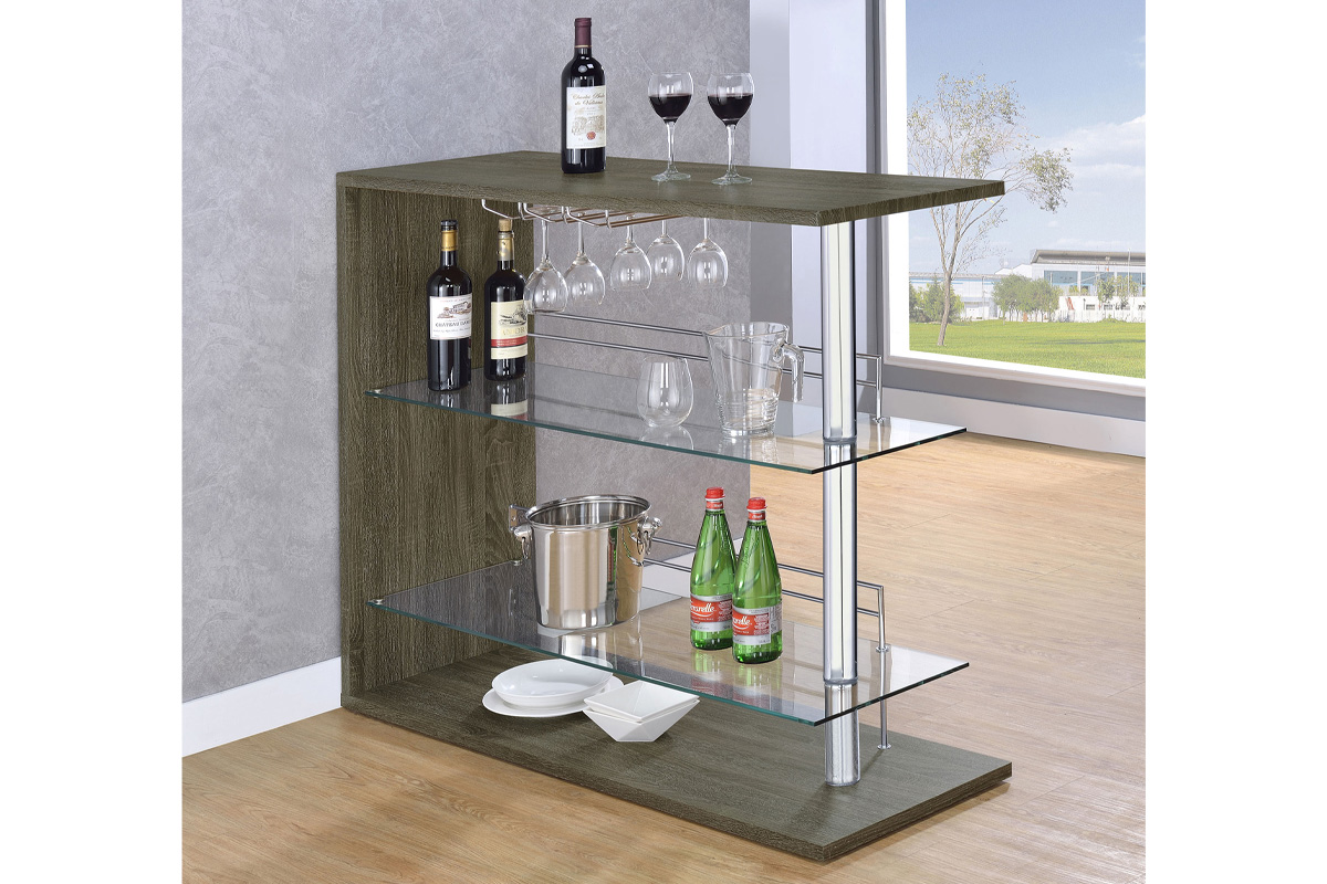 Prescott Rectangular 2-Shelf Bar Unit Grey