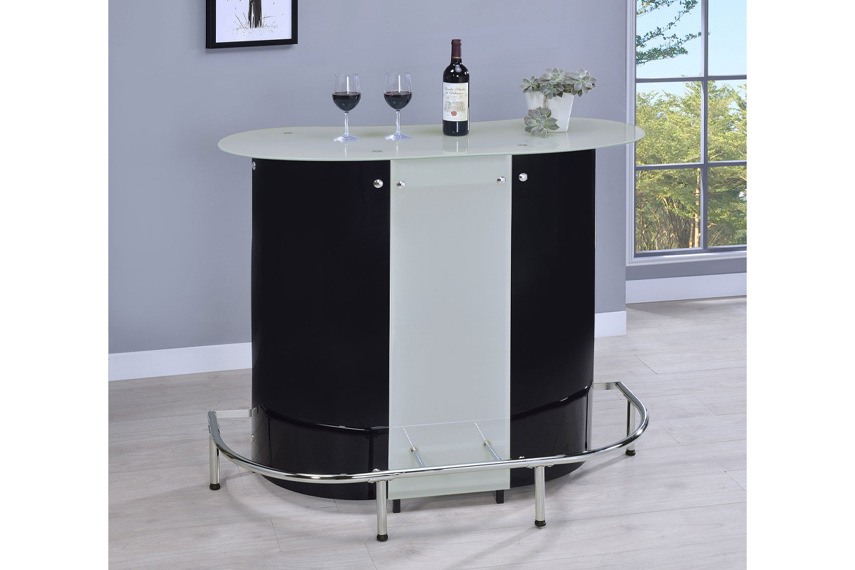 Lacewing 1-Shelf Bar Unit Glossy Black And White