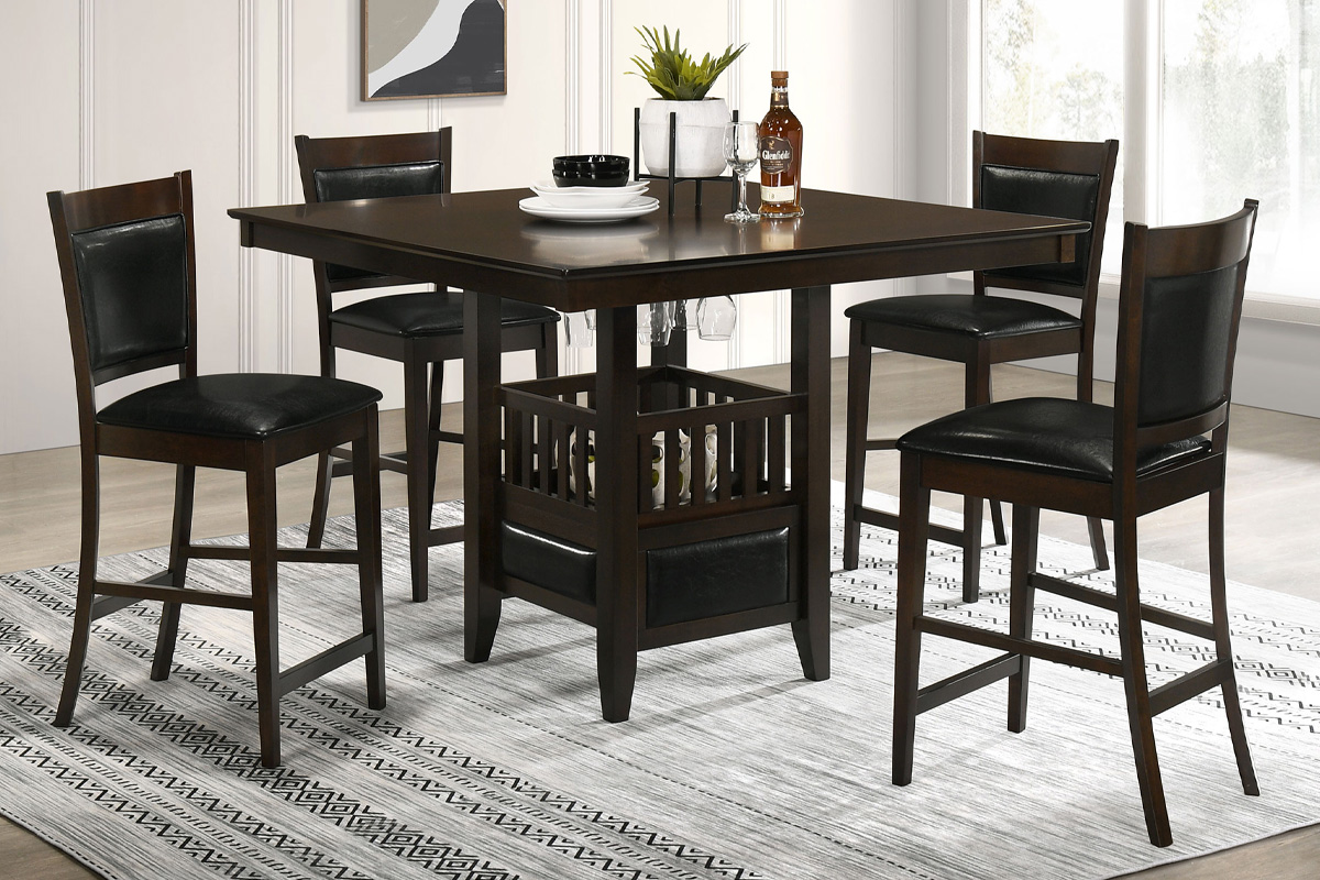5 Pcs Set Jaden Square Counter Height Table With Storage Espresso