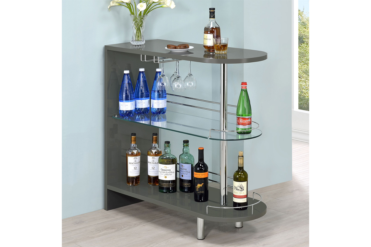 Adolfo 3-Tier Bar Table Glossy Grey And Clear
