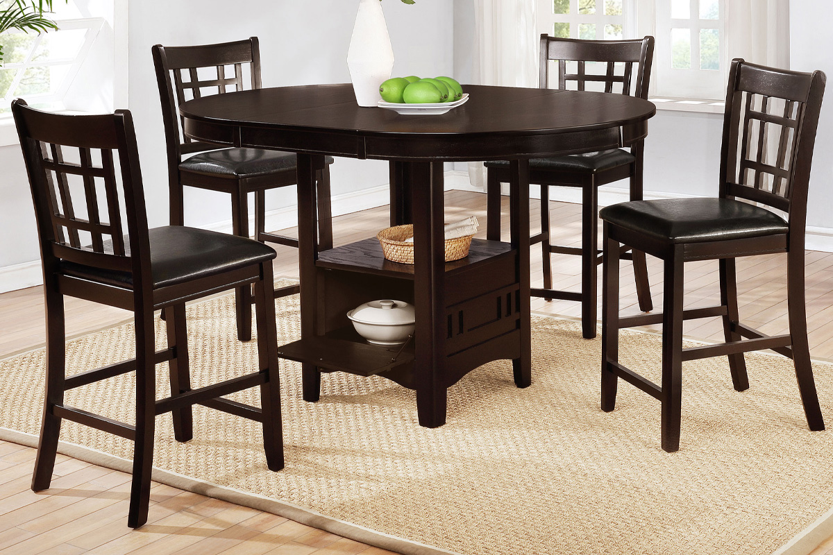 5 Pcs Set Lavon Oval Counter Height Table Espresso