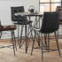 5 Pcs Set Rennes Round Table Black And Gunmetal w/ Brown Stools