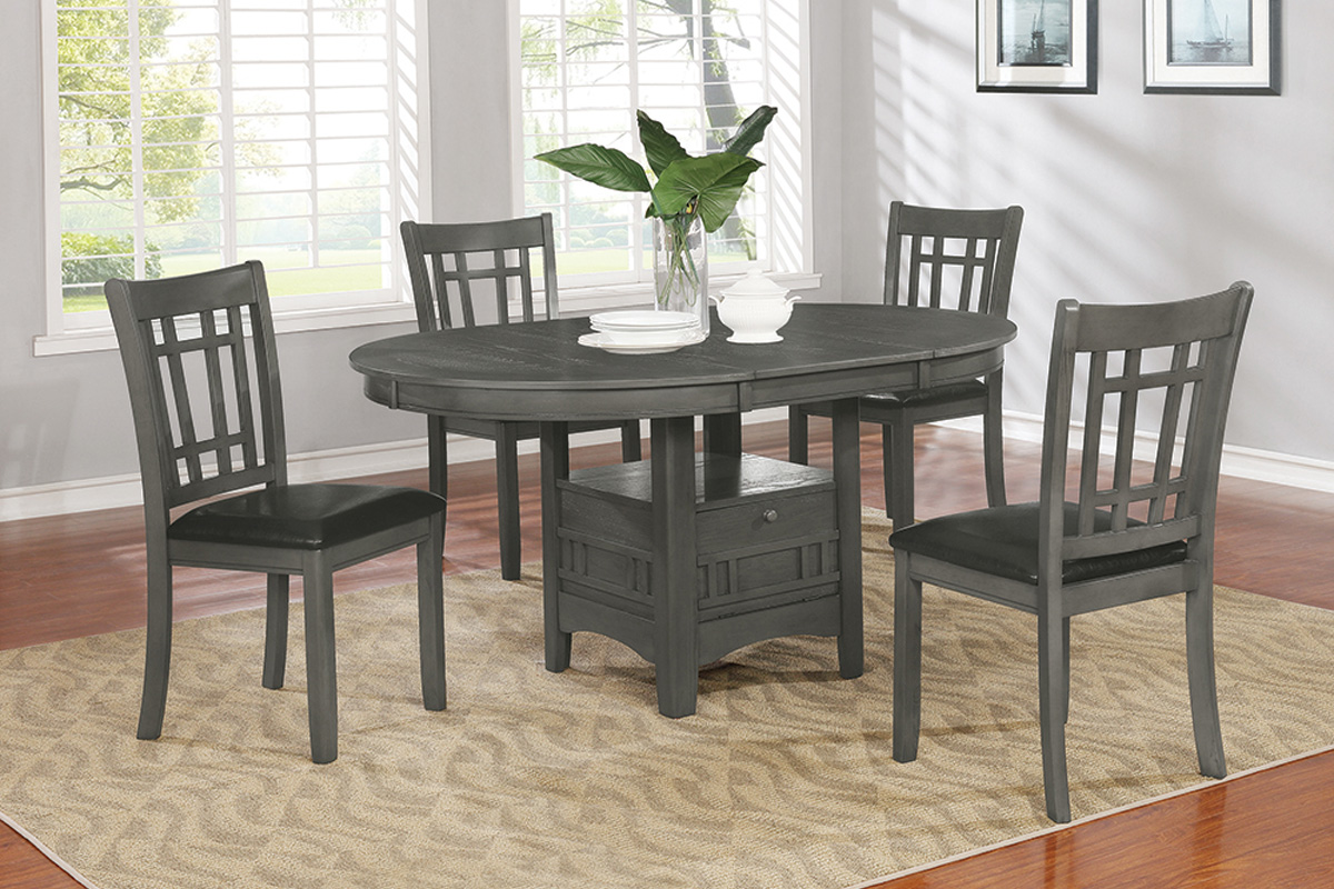 5 Pcs Set Lavon Dining Table With Storage Medium Grey