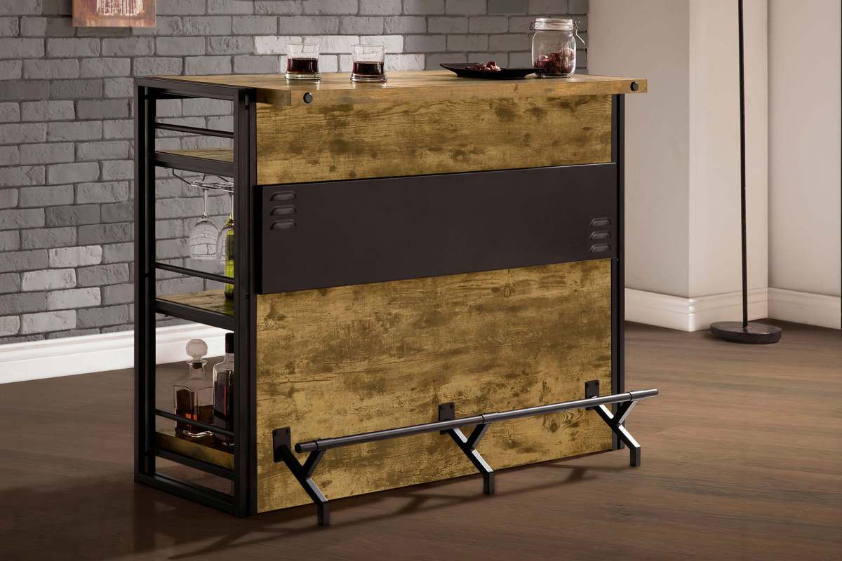Renaldi Bar Unit With Stemware Rack Antique Nutmeg