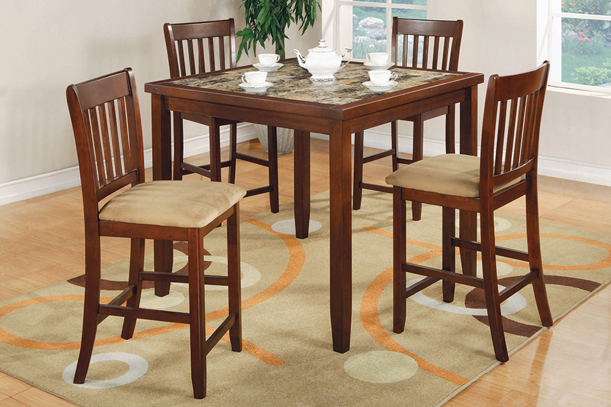 5 Pcs Set Jardin Counter Height Dining Set Red Brown And Tan
