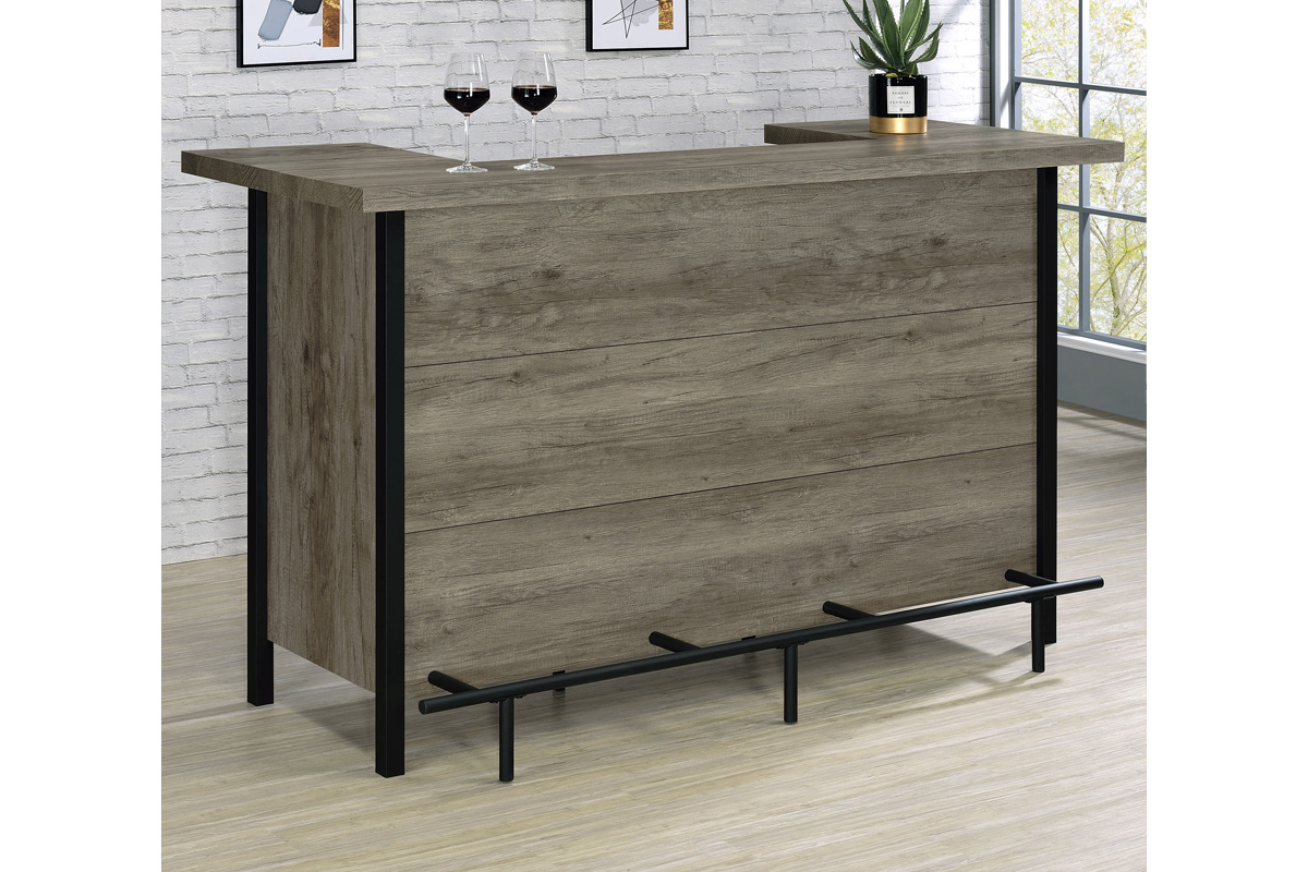 Bellemore Bar Unit With Footrest Grey Driftwood And Black