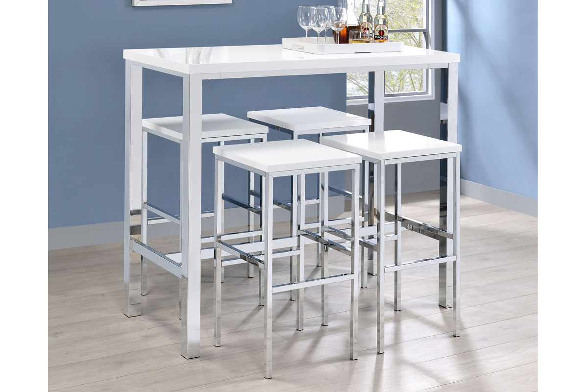 5 Pcs Set Navidad Rectangular Bar White High Gloss And Chrome