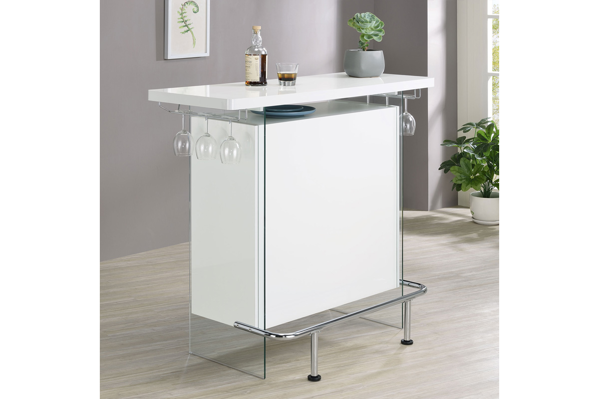 Acosta Rectangular Bar Unit With Footrest And Glass Side Panels