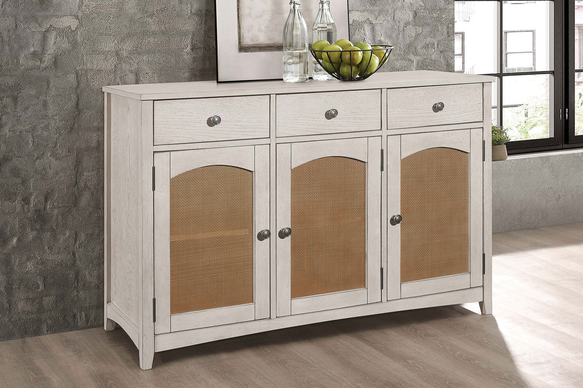 Kirby 3-Drawer Server With Adjustable Shelves Natural And Rustic Off White