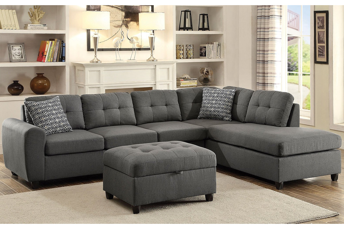Stonenesse Tufted Sectional Grey