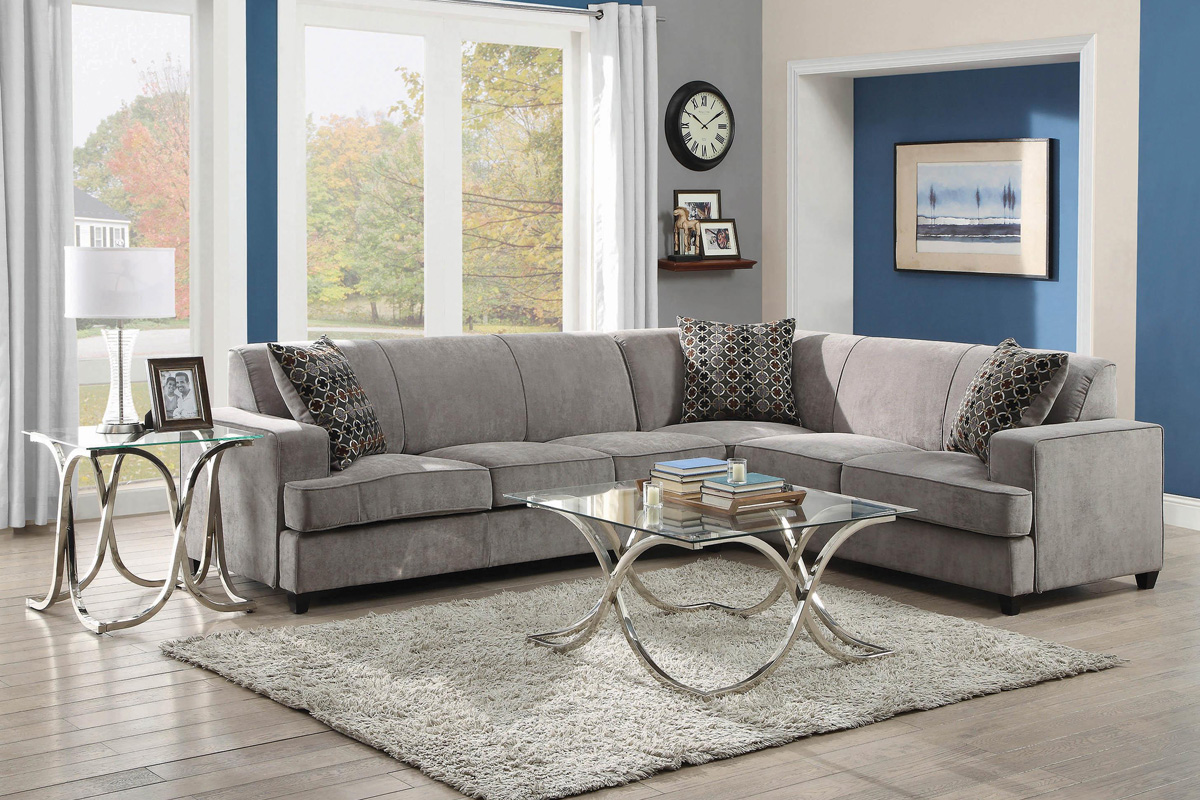 Tess L-Shape Sleeper Sectional Grey