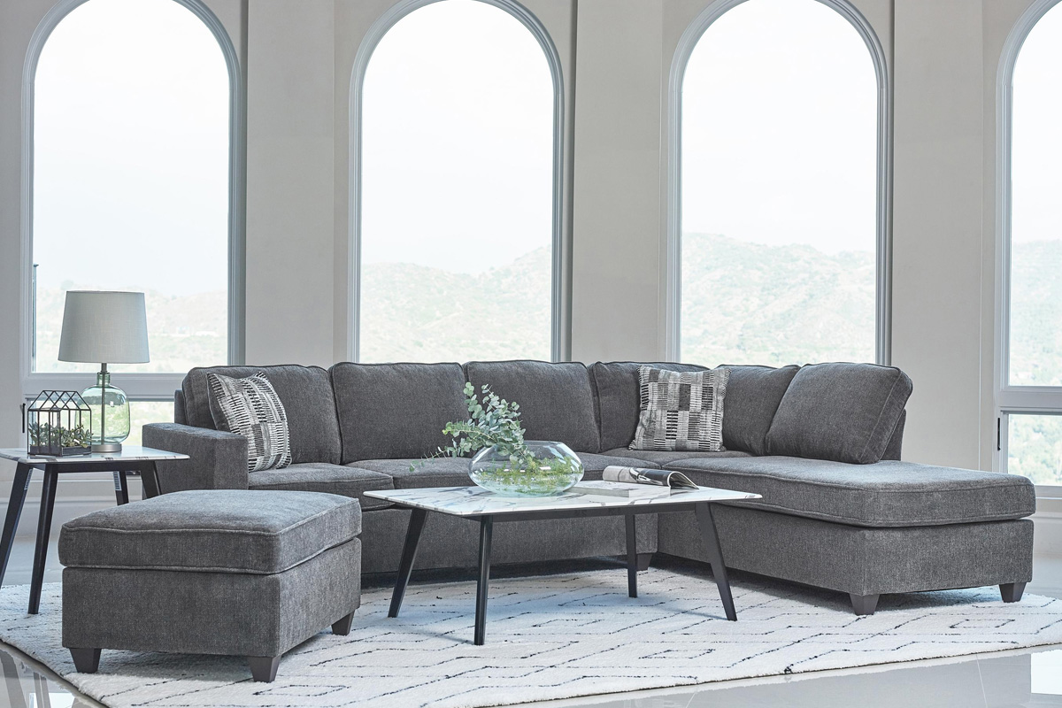 Mccord 2-Piece Cushion Back Sectional Dark Grey