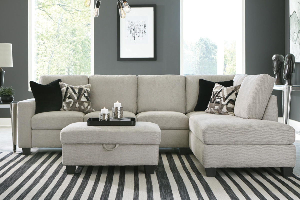 Whitson Cushion Back Upholstered Sectional Stone