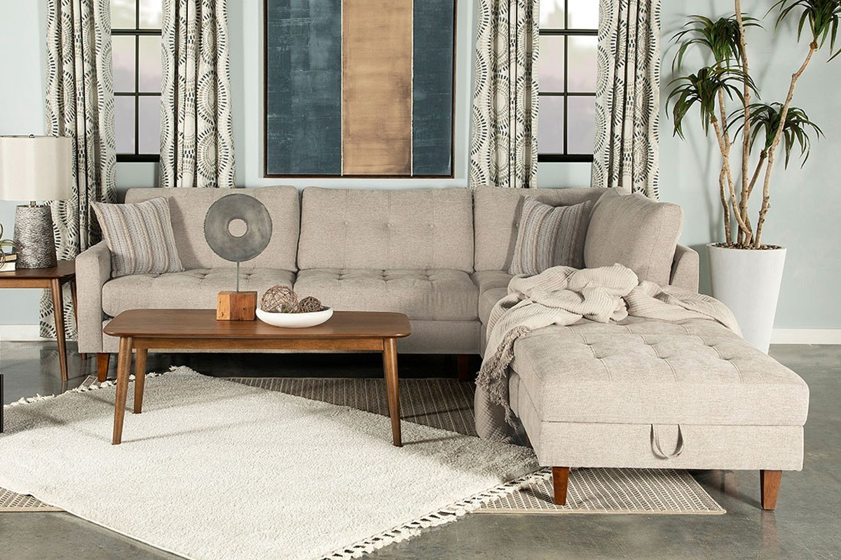 Barton Upholstered Tufted Sectional Toast And Brown