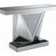 Amore Sofa Table With Triangle Detailing Silver And Clear Mirror