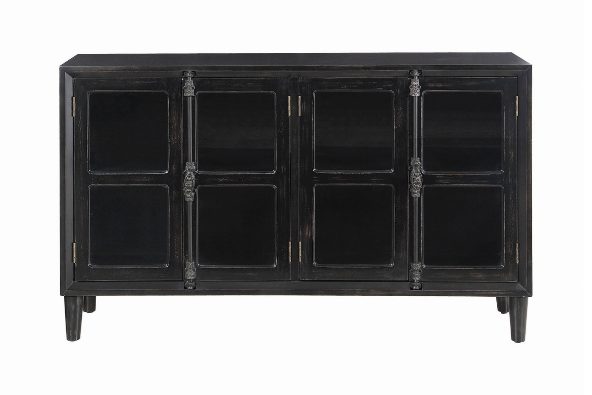 Sylvia 4-Door Accent Cabinet Black