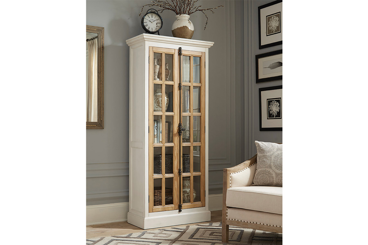 Tammi 2-Door Tall Cabinet Antique White And Brown