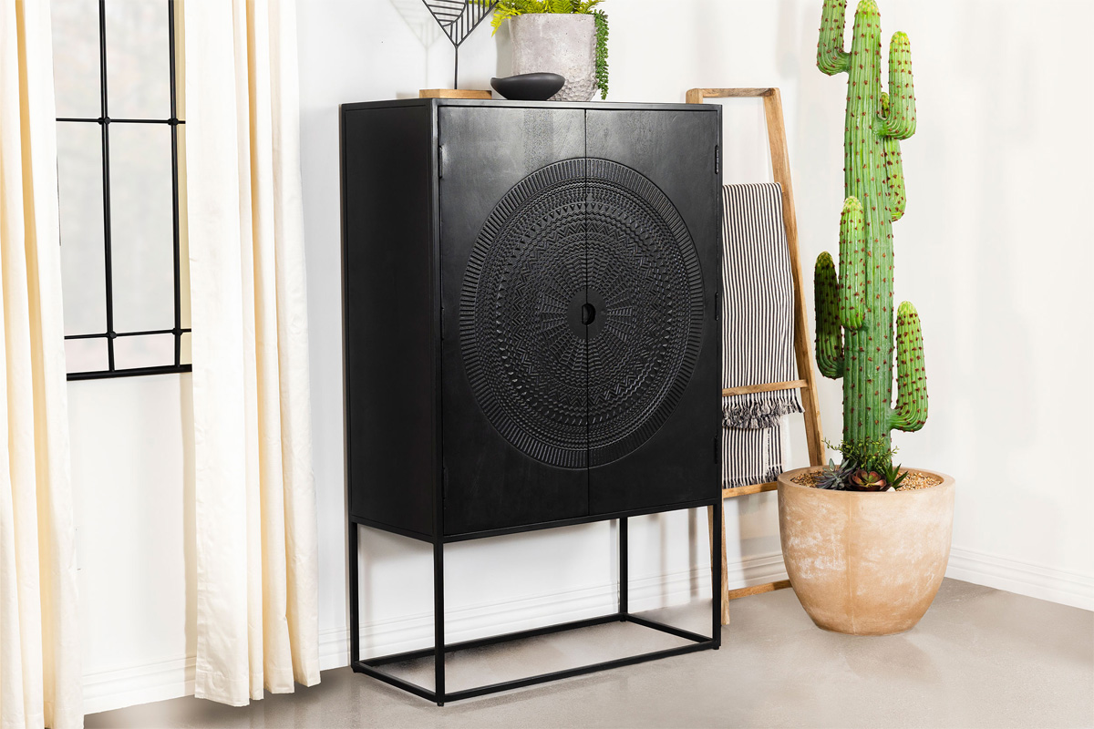 Jenna 2-Door Accent Cabinet Black